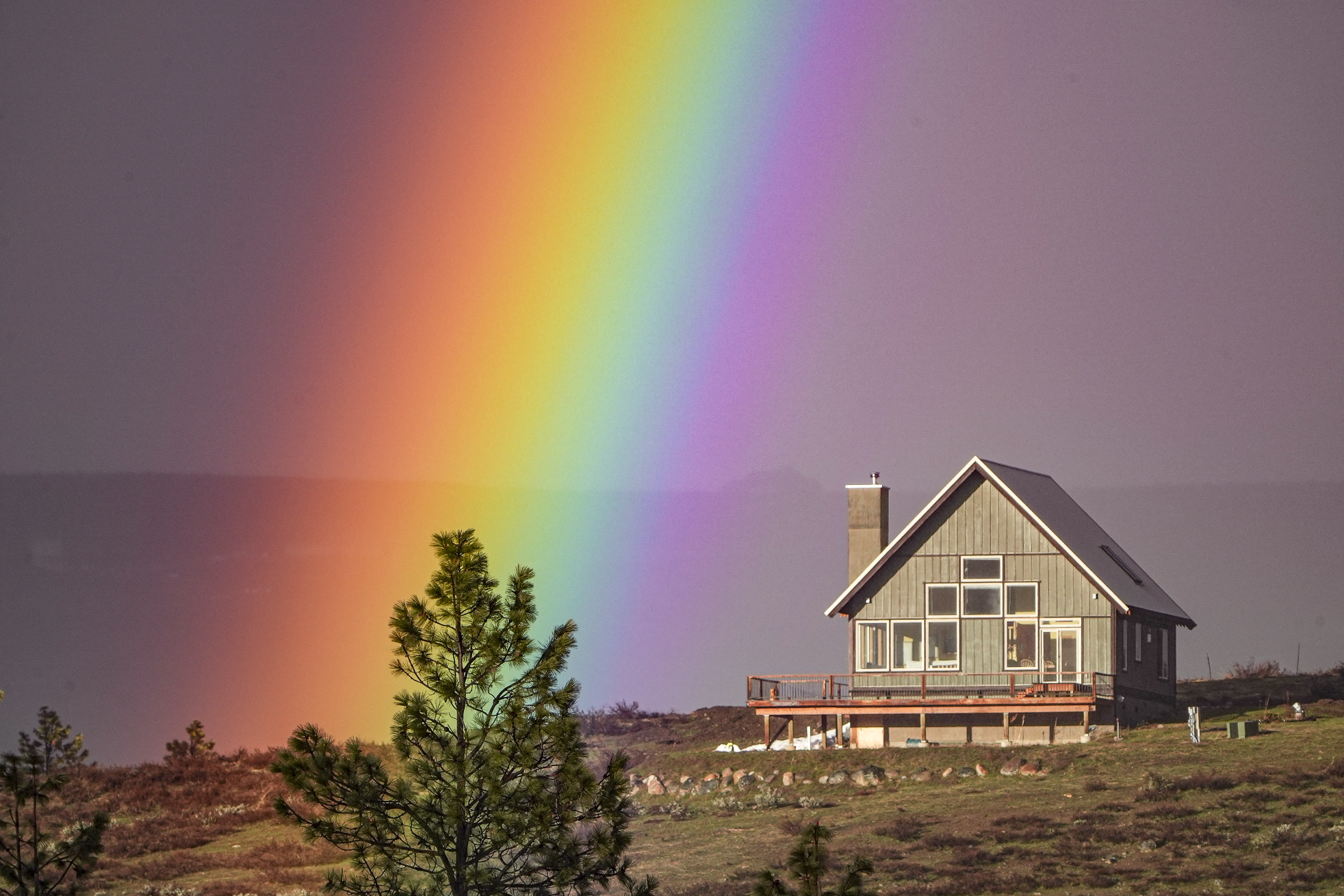 rainbow over house