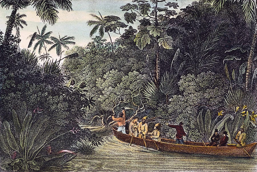 historical painting of explorers